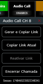 Configuração de chamada de áudio